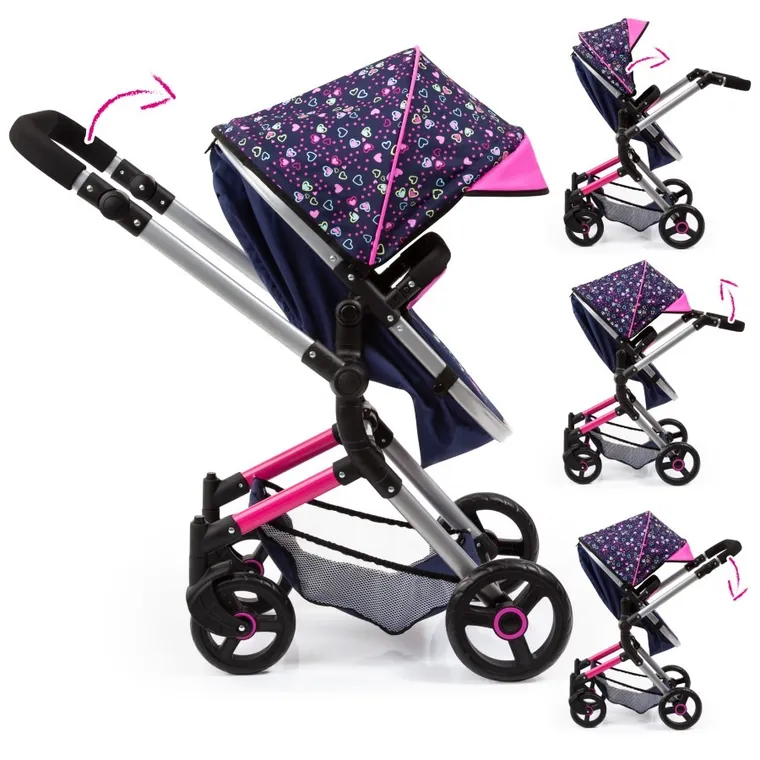 Bayer Design, Combi Neo Vario, carucior multifunctional pentru papusi, bleumarin-roz