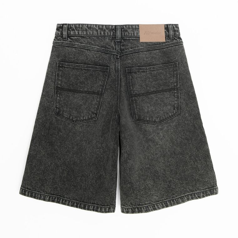 Bermude din denim cu croiala baggy unisex NOWEAR