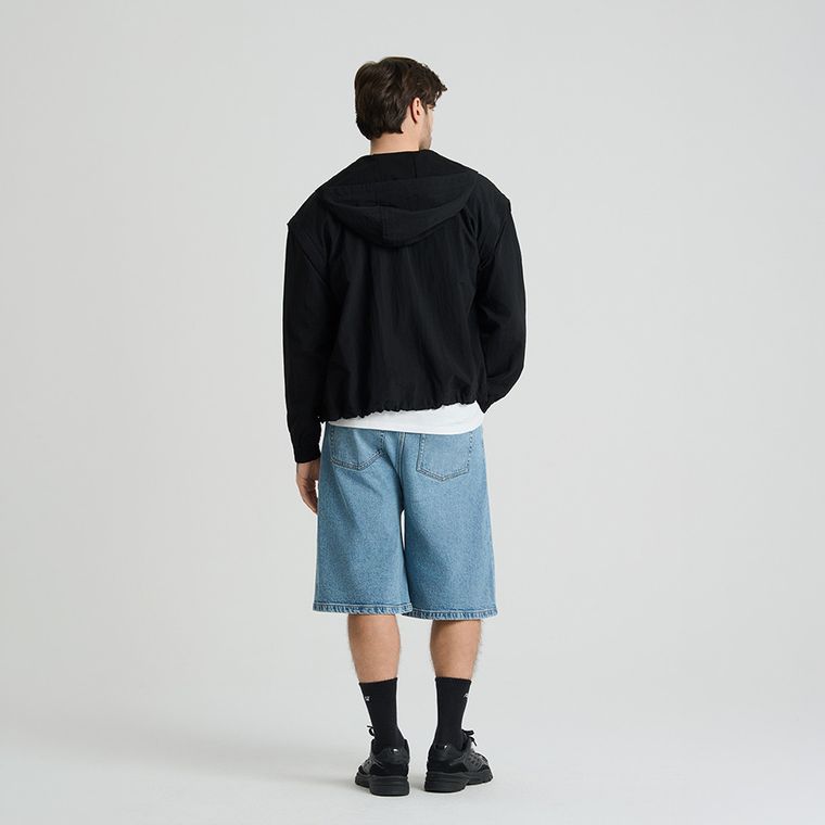 Bermude din denim cu talie reglabila unisex NOWEAR