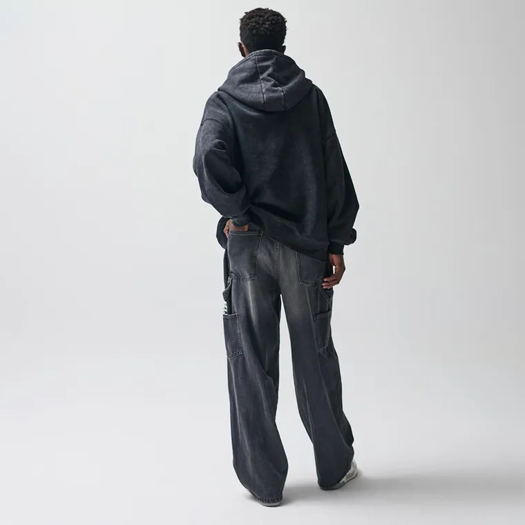 Blugi ajustabili cenusii-negri cu croiala super baggy unisex NOWEAR