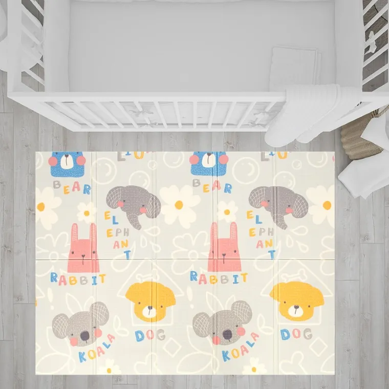 Bocioland, Elefant, covoras din spuma pliabil, gri, 150-180 cm