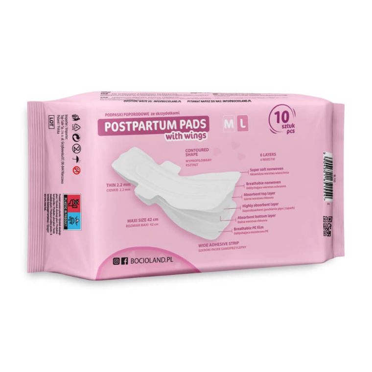 Bocioland, tampoane postnatale, super absorbante pentru zi si noapte, 10 buc.