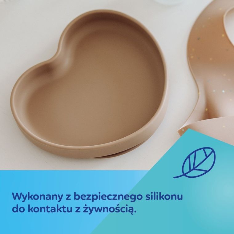 Canpol Babies, Inima, farfurie din silicon cu ventuza, bej