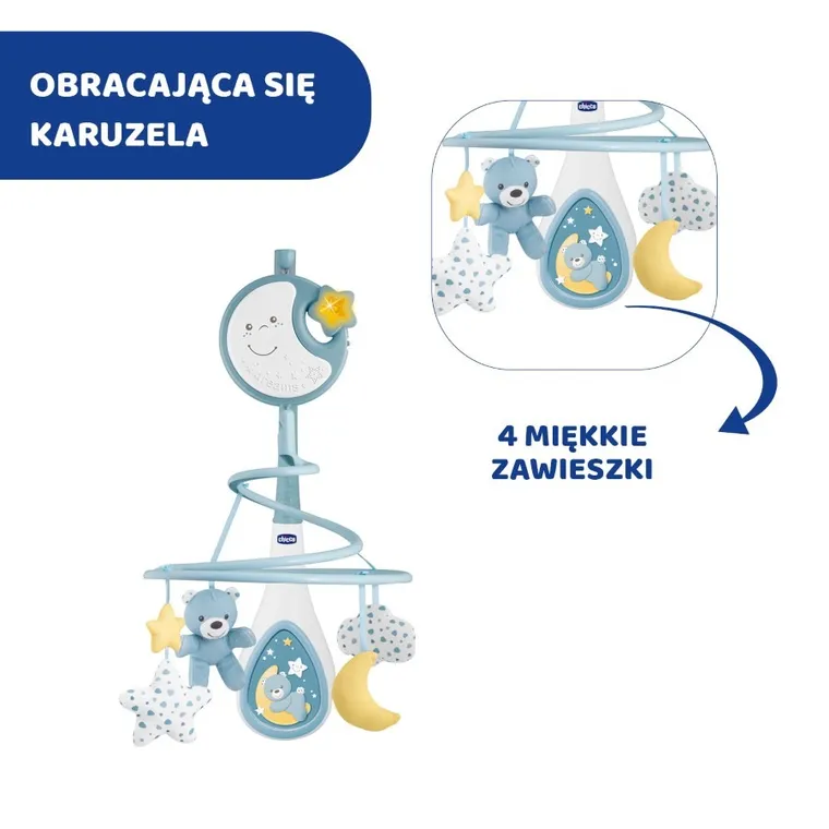 Chicco, Next2Dreams, Carusel pentru patut 3in1, albastru