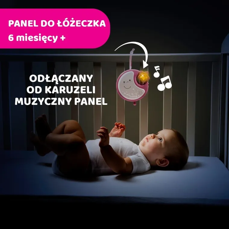 Chicco, Next2Dreams, Carusel pentru patut 3in1, roz