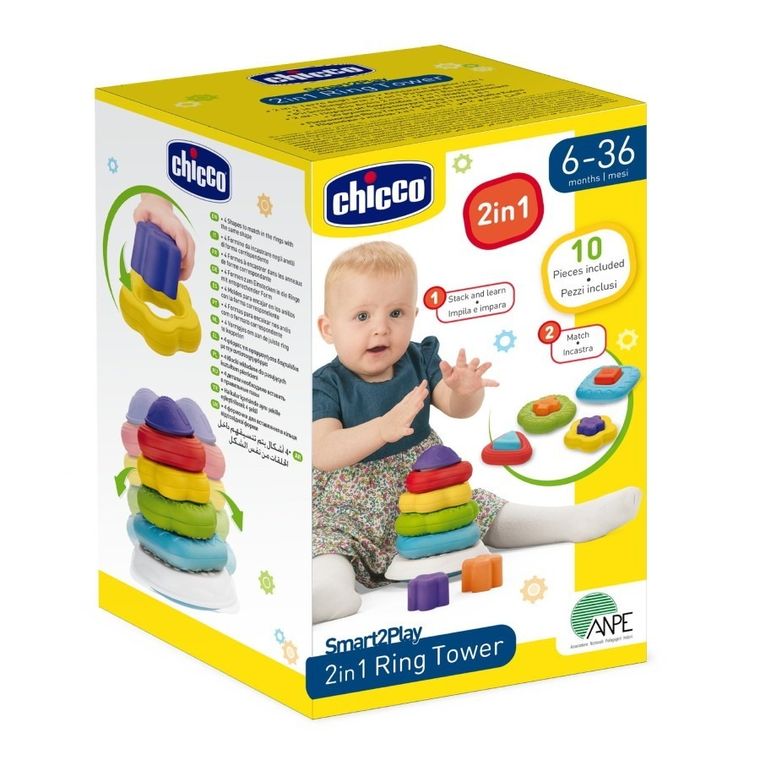 Chicco, Smart2Play, turn senzorial 2 in 1, puzzle, forme si culori