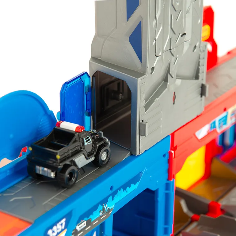 City Action, Politie si pompieri, garaj cu vehicule si walkie-talkie, lumini si sunete