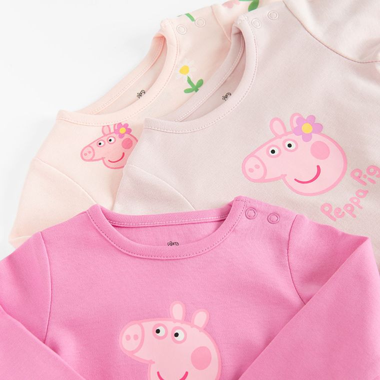 Cool Club, Body cu maneca lunga pentru fete, mix, imprimeu Peppa Pig, set, 3 buc.