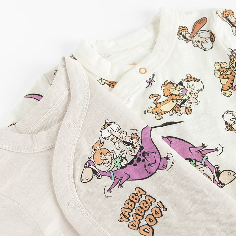 Cool Club, Body cu maneca scurta pentru bebelusi, mix, imprimeu The Flintstones, set, 2 buc.