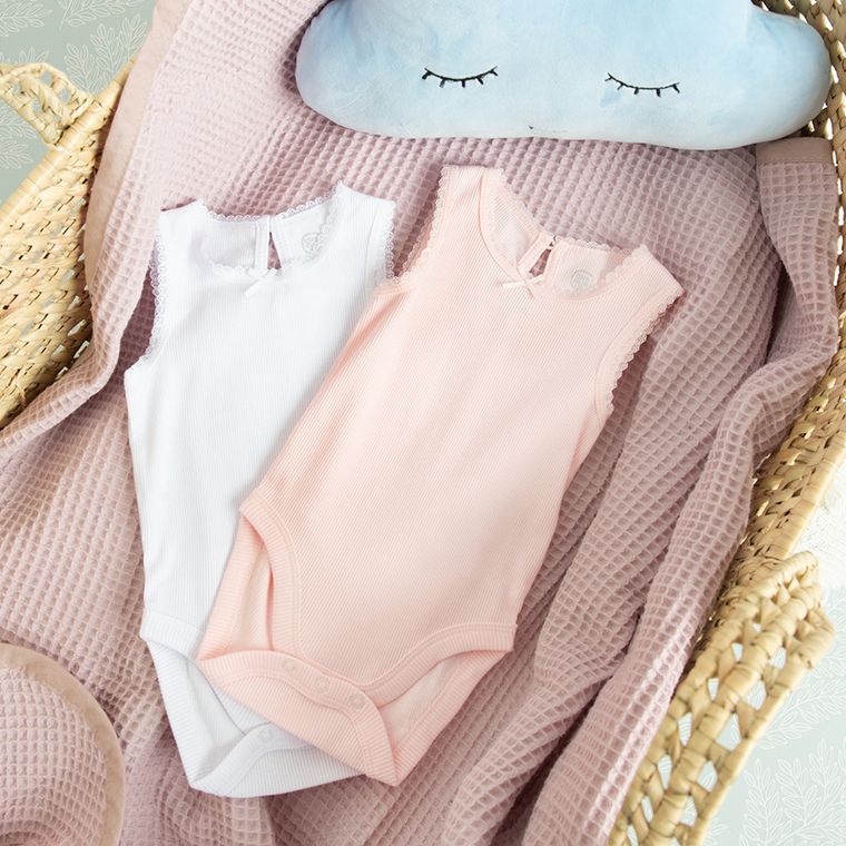 Cool Club, Body fara maneci pentru fete, roz, alb, set, 2 buc.