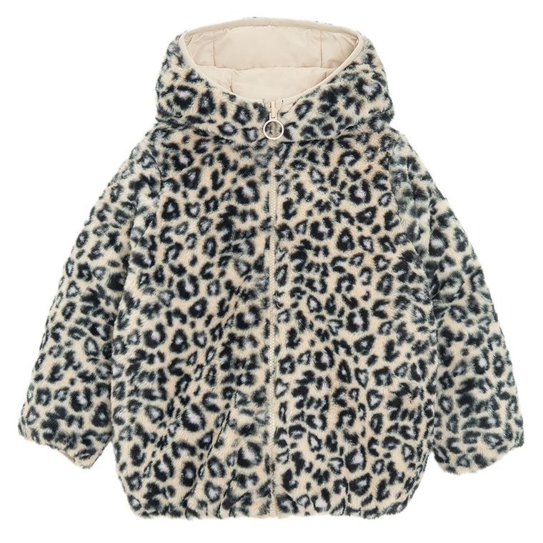 Cool Club, Geaca cu gluga pentru fete, calduroasa, bej