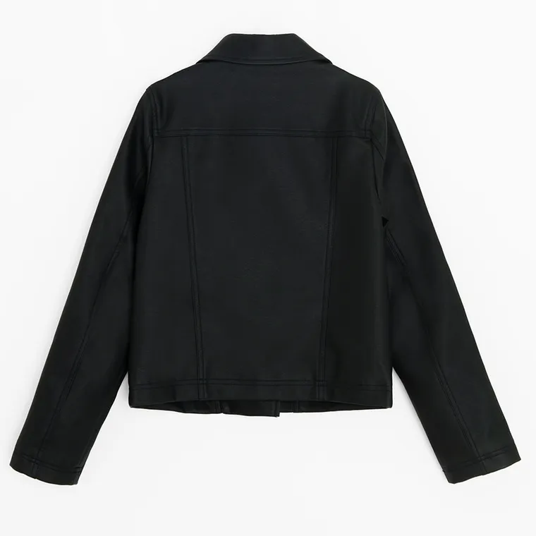 Cool Club, Geaca de motociclist din piele ecologica, pentru fete, negru