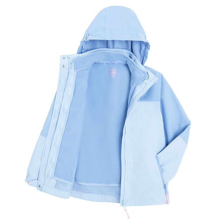 Cool Club, Geaca de ploaie cu gluga pentru fete, 3in1, Bluza polar cu fermoar, albastru