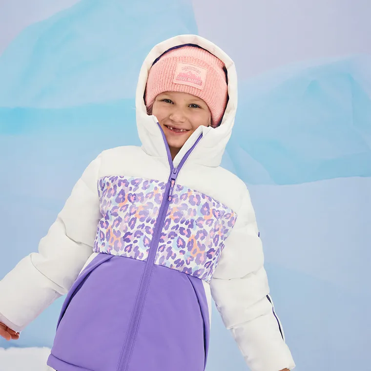 Cool Club, Geaca de schi cu gluga pentru fete, calduroasa, alb-violet