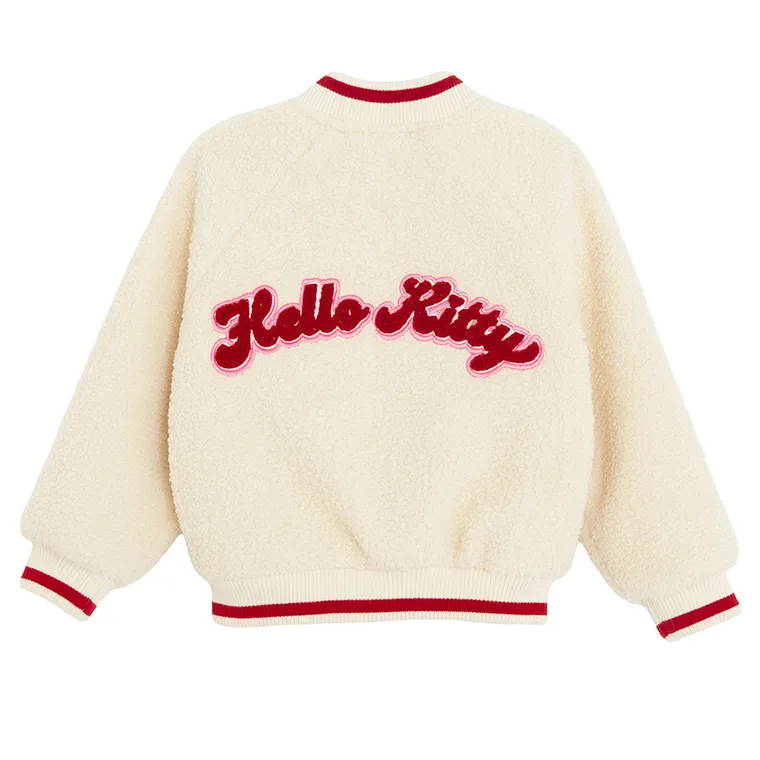 Cool Club, Geaca pentru fete, cu fermoar, ecru, imprimeu Hello Kitty