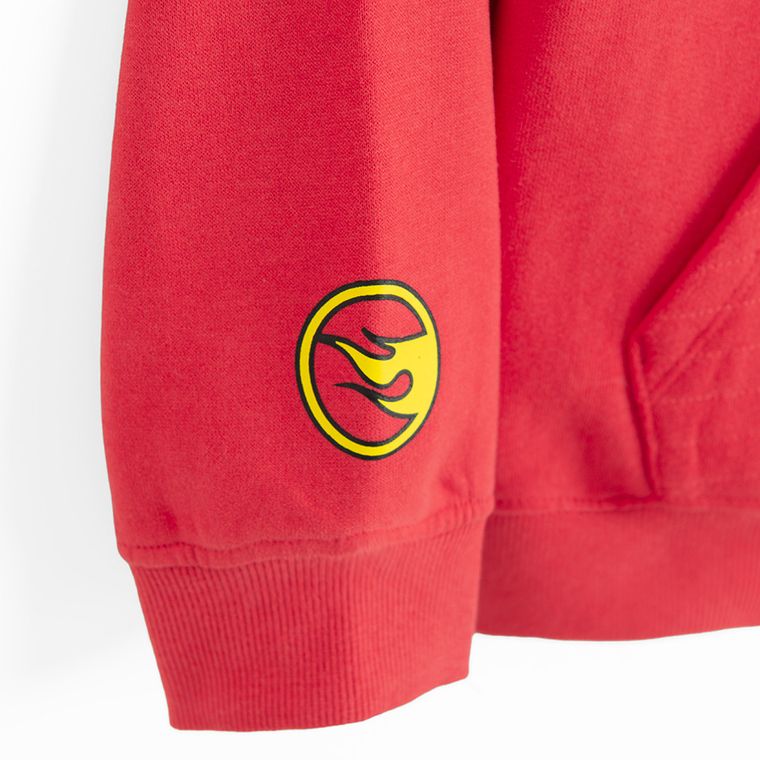 Cool Club, Hanorac cu gluga pentru baieti, cu fermoar, rosu, imprimeu Hot Wheels