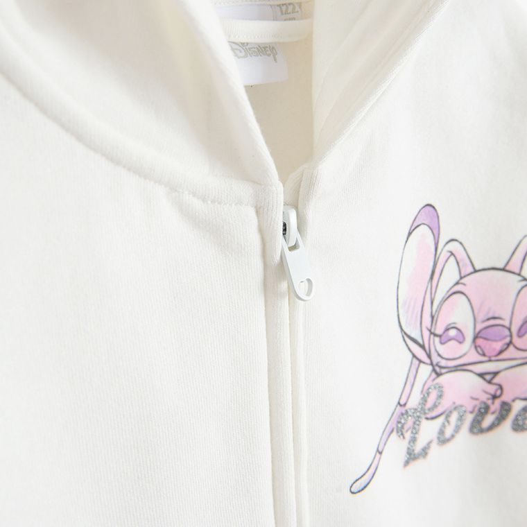 Cool Club, Hanorac cu gluga pentru fete, cu fermoar, crop top, alb, imprimeu Lilo si Stitch