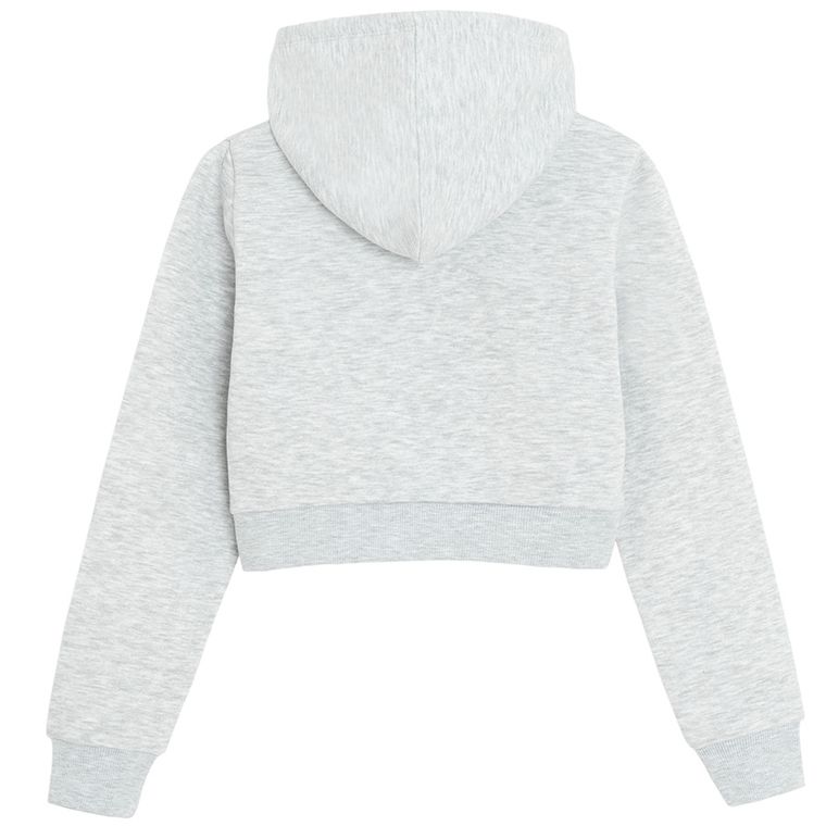 Cool Club, Hanorac cu gluga pentru fete, cu fermoar, crop top, gri