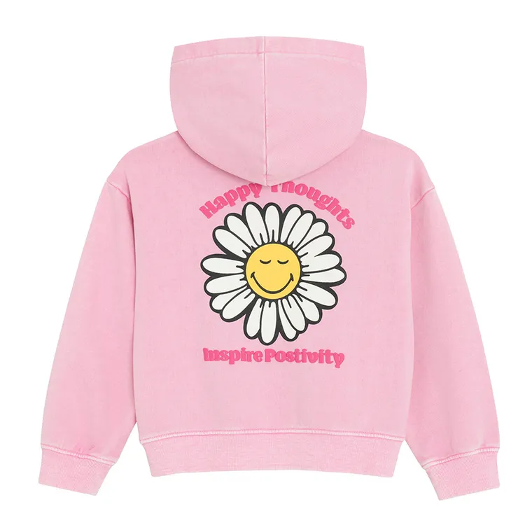 Cool Club, Hanorac cu gluga pentru fete, cu fermoar, roz, imprimeu SmileWorld