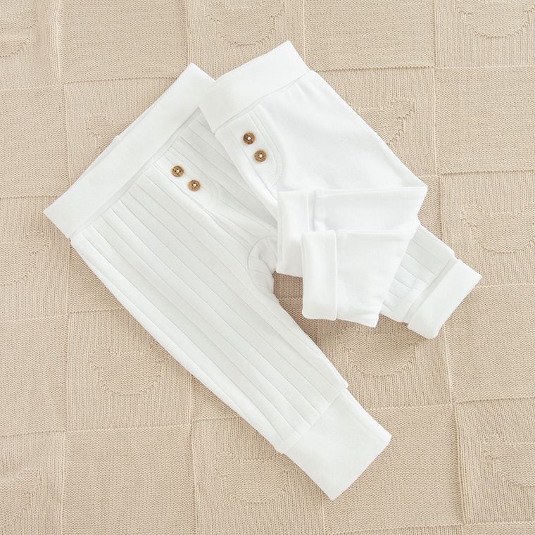 Cool Club, Pantaloni pentru bebelusi, bumbac organic, alb, set, 2 buc.