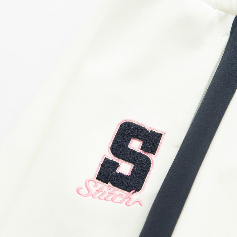 Cool Club, Pantaloni trening pentru fete, wide, alb, imprimeu Lilo si Stitch