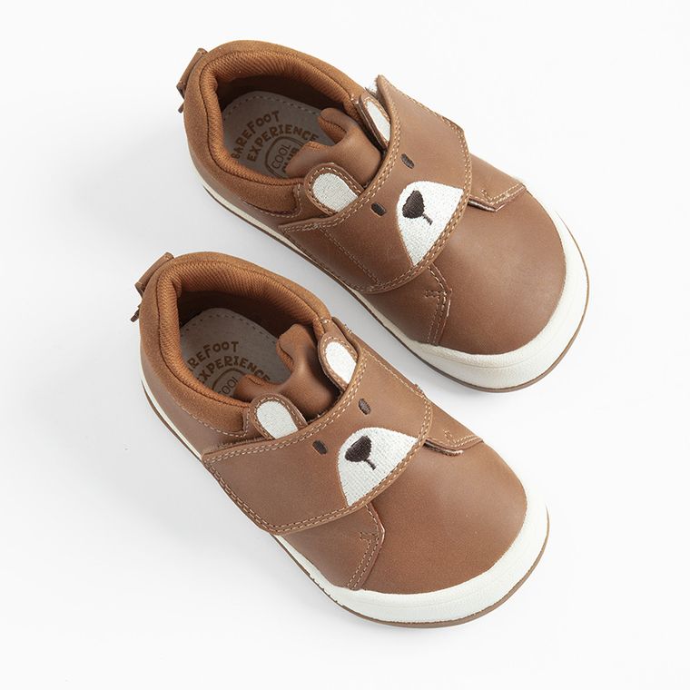 Cool Club, Pantofi sport pentru baieti, maro, parfumati, brant din piele, talpa Barefoot