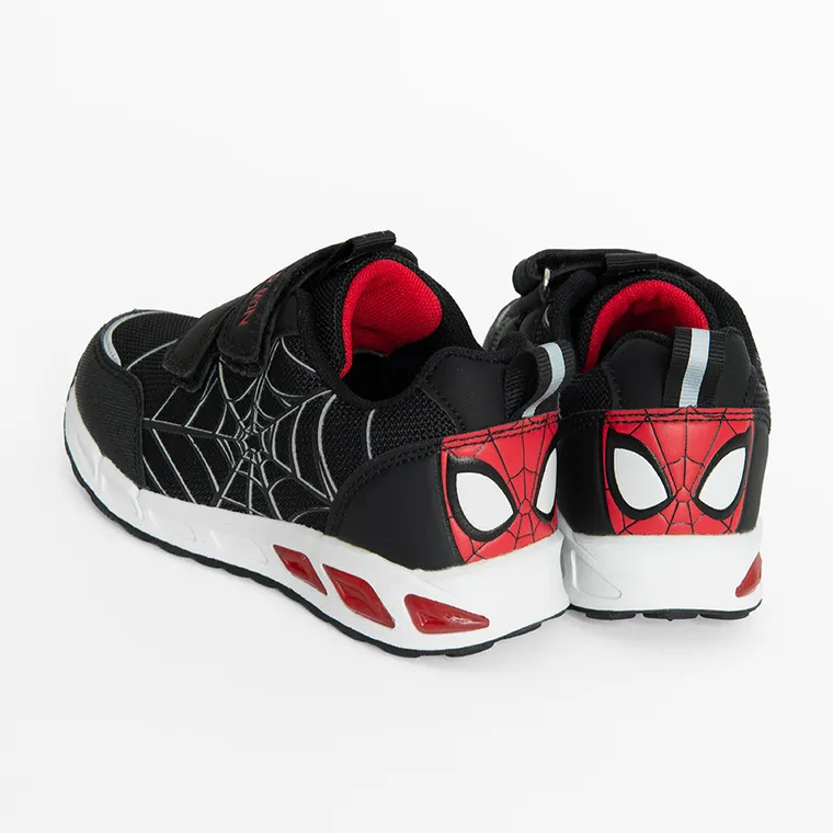 Cool Club, Pantofi sport pentru baieti, negru, talpa cu leduri, imprimeu Spider-Man