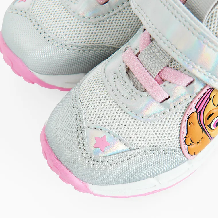 Cool Club, Pantofi sport pentru fete, argintiu, talpa cu leduri, imprimeu Paw Patrol