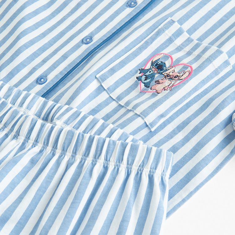 Cool Club, Pijama pentru fete, alb-albastru, imprimeu Lilo si Stitch