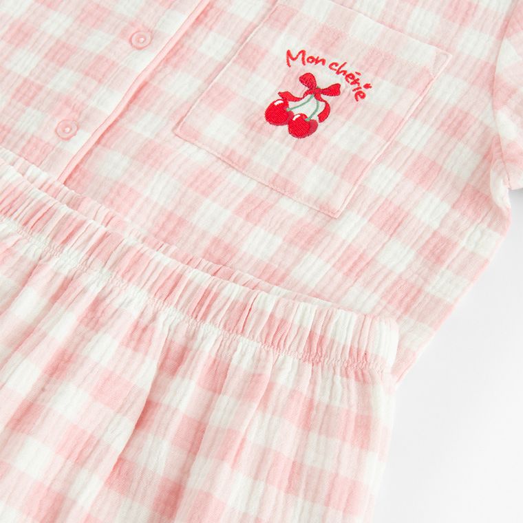 Cool Club, Pijama pentru fete, muselina, alb-roz