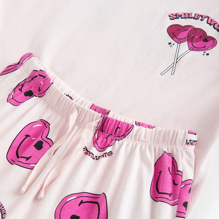 Cool Club, Pijama pentru fete, roz, imprimeu SmileyWorld