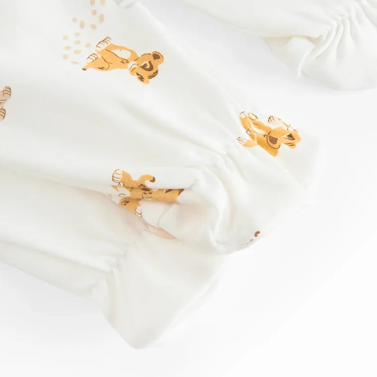 Cool Club, Pijama tip salopeta pentru baieti, alb, imprimeu Lion King, set, 2 buc.