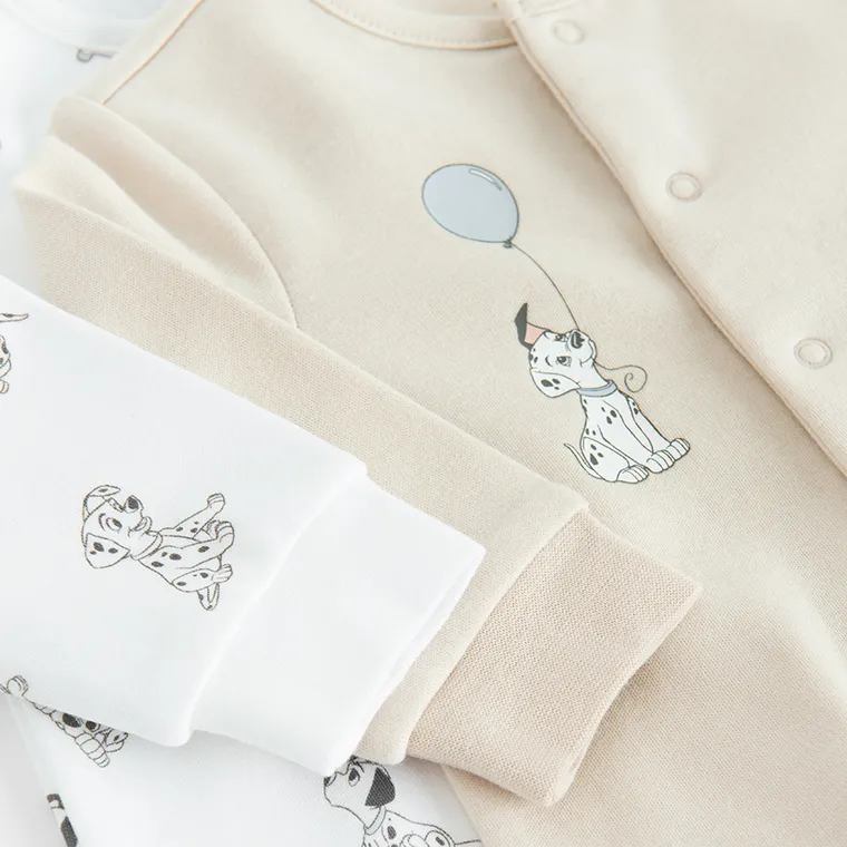 Cool Club, Pijama tip salopeta pentru bebelusi, mix, imprimeu 101 Dalmatieni, set, 2 buc.