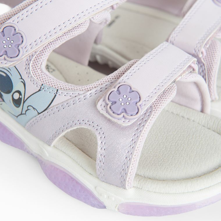 Cool Club, Sandale pentru fete, violet, talpa cu leduri, brant din piele, imprimeu Lilo si Stitch