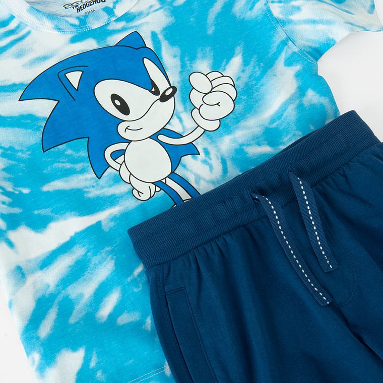 Cool Club, Set pentru baieti, Tricou, Pantaloni scurti, albastru, imprimeu Sonic the Hedgehog