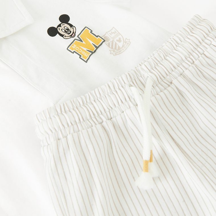 Cool Club, Set pentru baieti, Tricou polo cu maneca scurta, Pantaloni scurti, alb, imprimeu Mickey Mouse