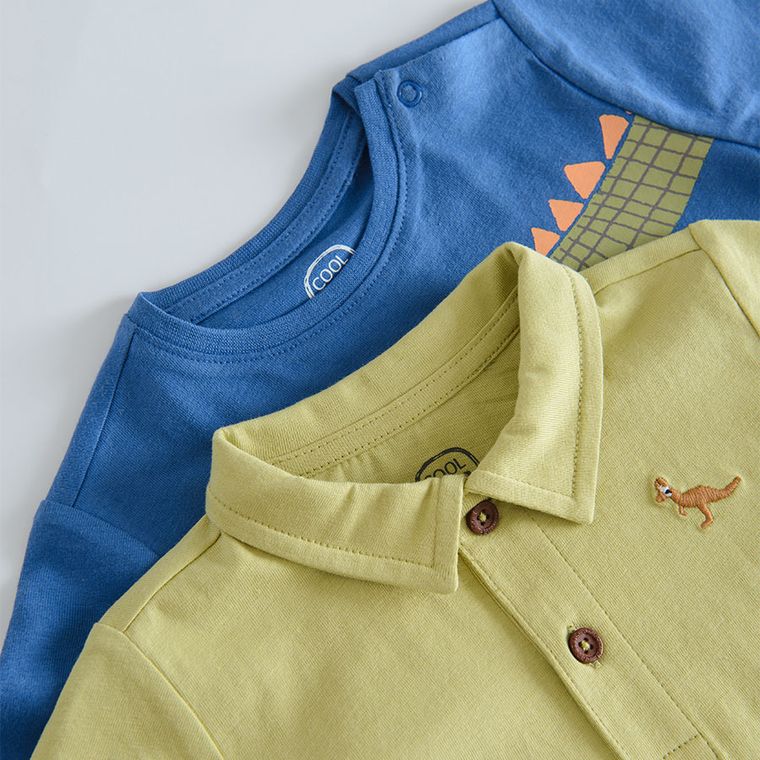 Cool Club, Set pentru baieti, Tricou polo cu maneca scurta pentru baieti, Tricou, albastru-verde