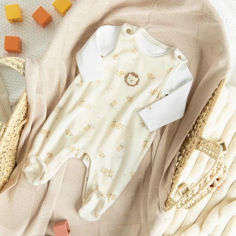 Cool Club, Set pentru bebelusi, Body cu maneca lunga, Salopeta cu botosei, velur, mix