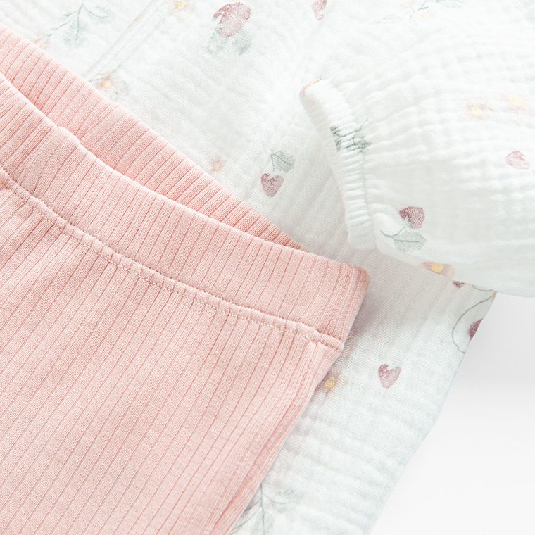 Cool Club, Set pentru fete, Bluza cu maneca lunga, muselina, Colanti, din tricot striat, mix