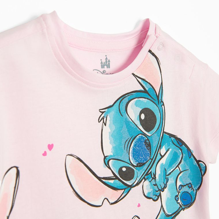 Cool Club, Set pentru fete, Tricou, Pantaloni scurti, roz, imprimeu Lilo si Stitch