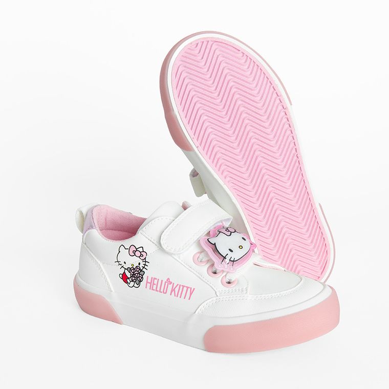 Cool Club, Tenisi pentru fete, alb, cu leduri, imprimeu Hello Kitty