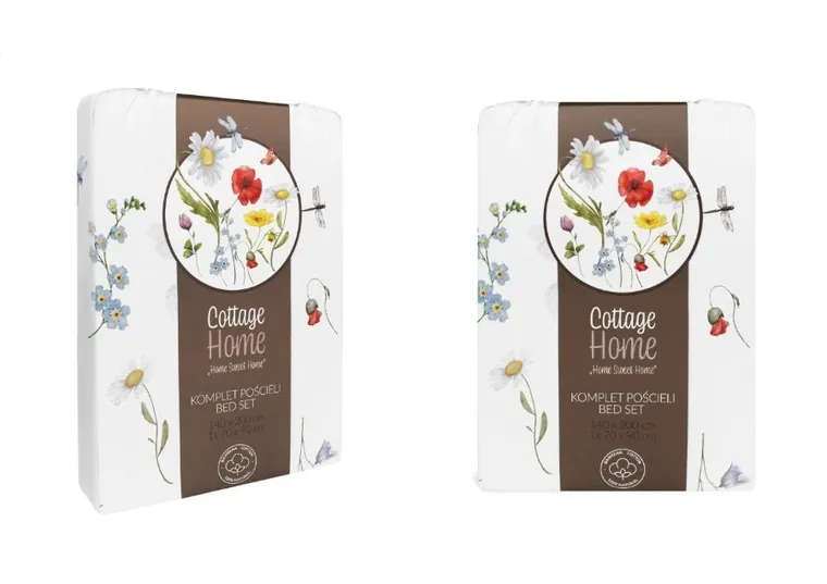 Cottage Home, Maci si musetel, set lenjerie de pat, 3 piese, 140-200 cm