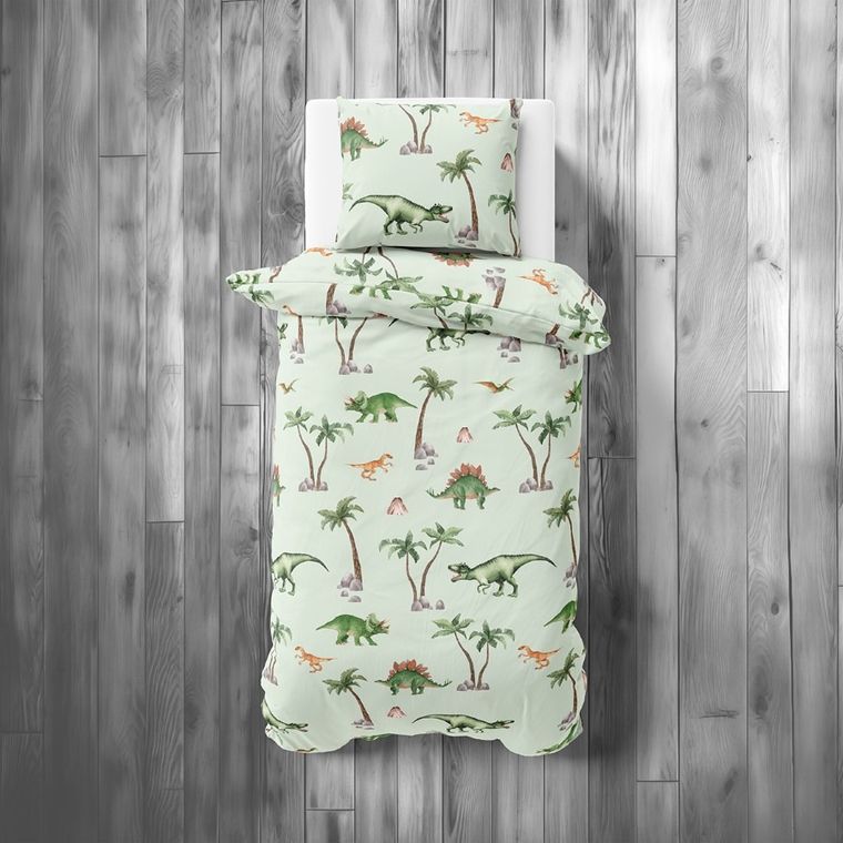 Dinozauri, set lenjerie de pat single, 140-200 cm
