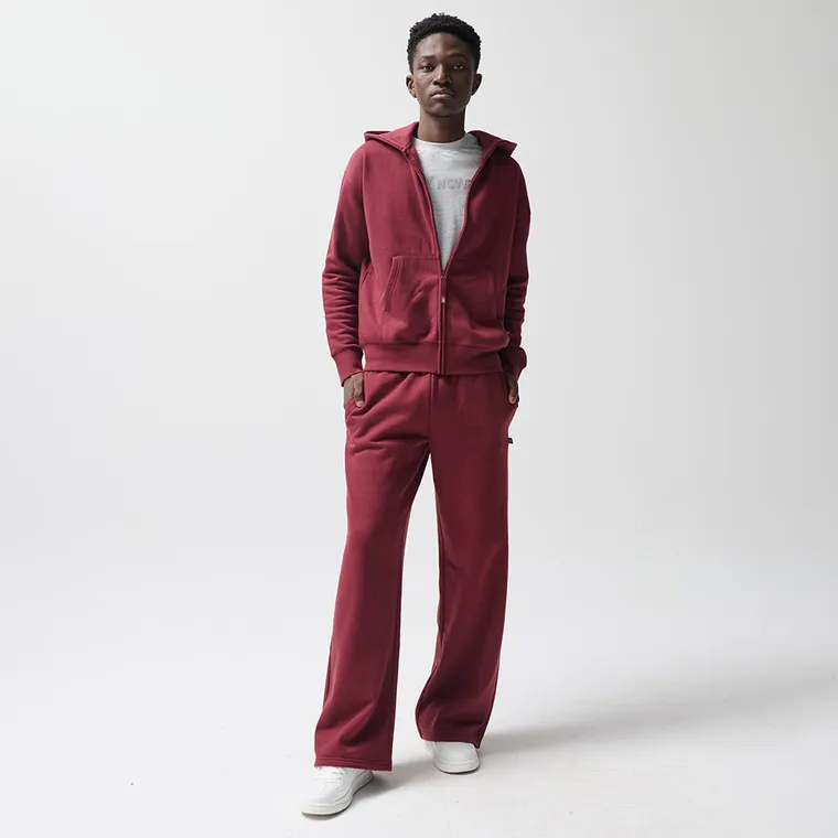 Hanorac oversize bordo cu fermoar unisex NOWEAR