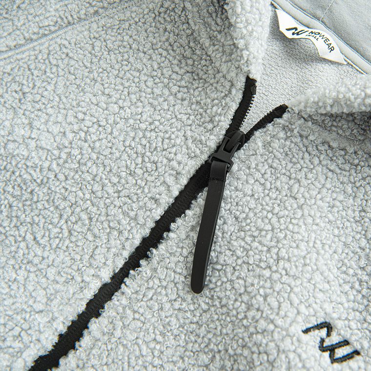 Hanorac sherpa gri cu croiala oversize NOWEAR