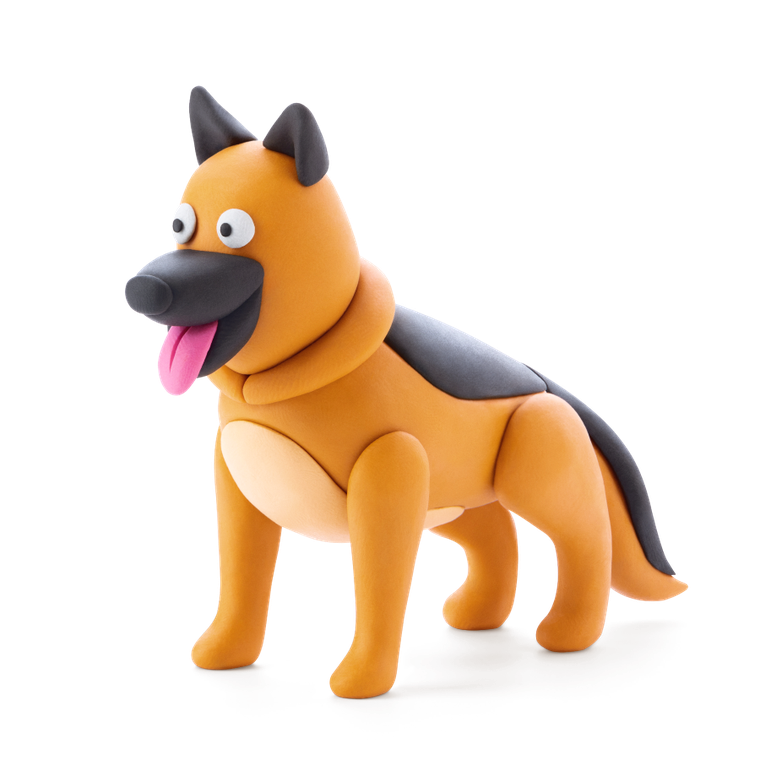 Hey Clay, Dog Story, set creativ, 15 cutii de plastilina