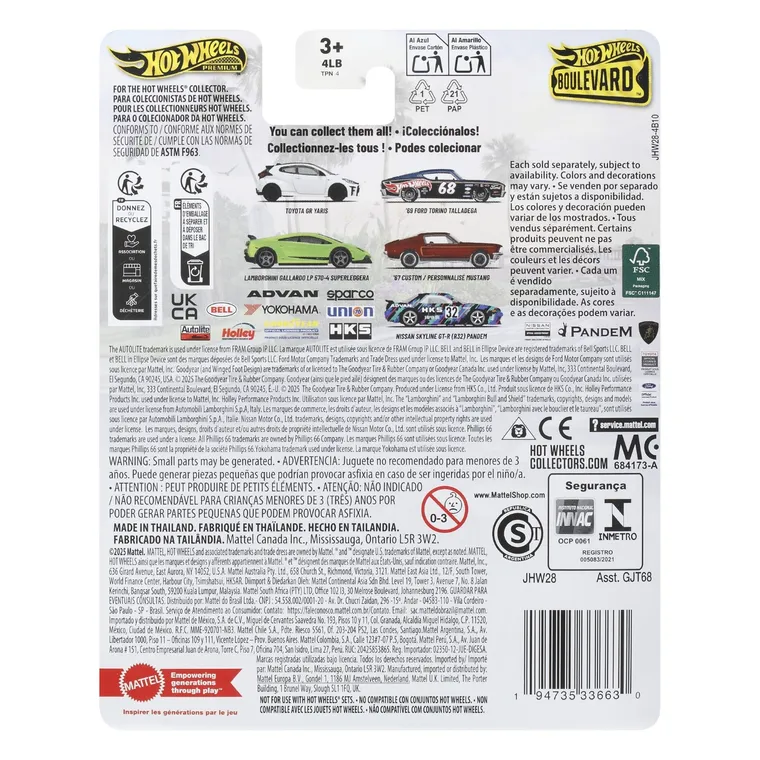 Hot Wheels, Boulevard, '69 Ford Torino Talladega, masina, scara 1:64, JHW28