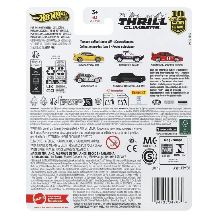 Hot Wheels, Car Culture, Thrill Climbers, Mitsubishi Lancer Evolution VI, masina Premium, JKF19