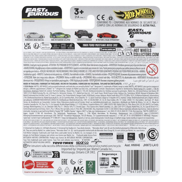 Hot Wheels, Fast & Furious, 1969 Ford Mustang Boss 302, masina Premium, JHW72
