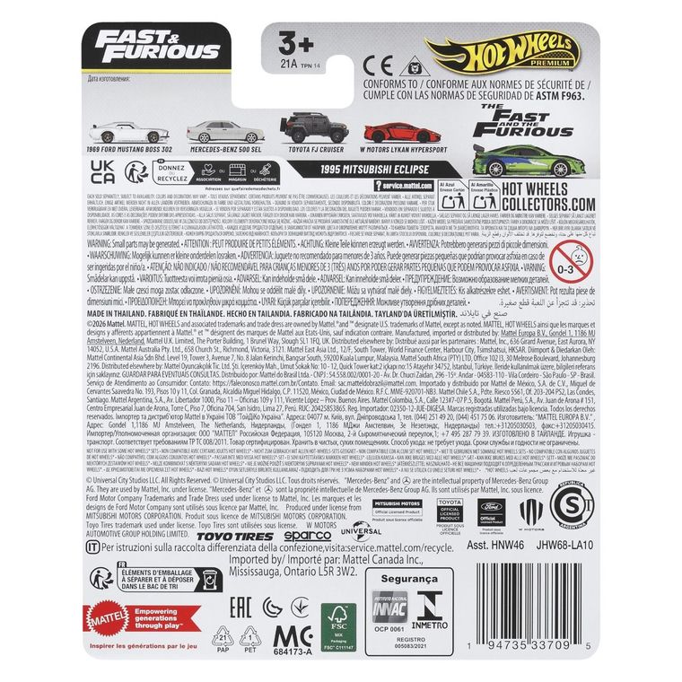 Hot Wheels, Fast & Furious, 1995 Mitsubishi Eclipse, masina Premium, JHW68